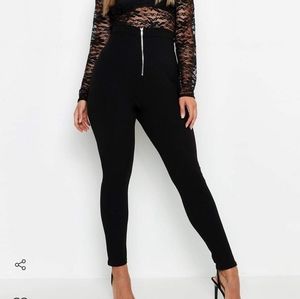 High waisted zip front pants